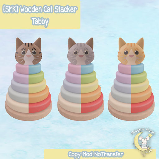 {SMK} Wooden Cat Stackers - Tabby