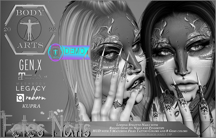 BodyArts - Feles Stiletto Gem Nails DEMO