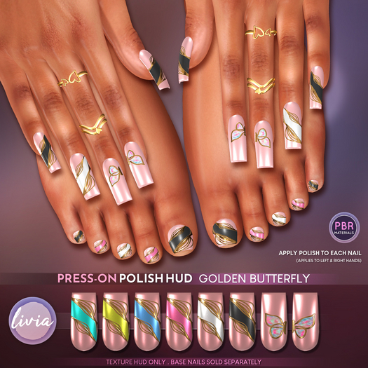 LIVIA Press-On Nails Polish HUD // Golden Butterfly