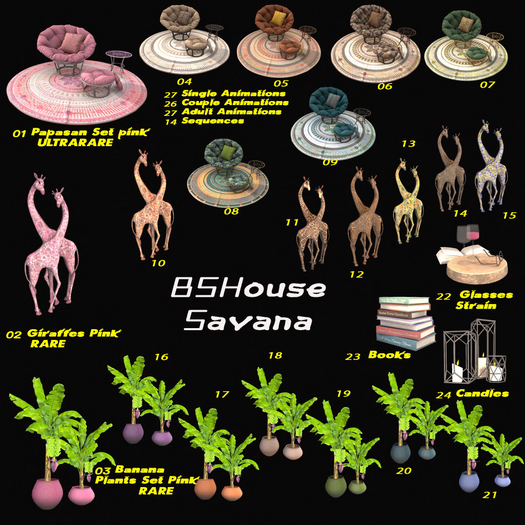 02-BSHouse "Savana"  Giraffes Pink - RARE