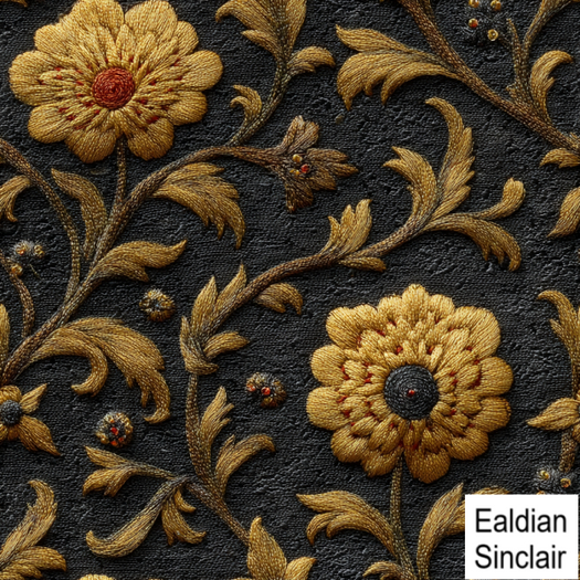 Embroidered Black Leather Seamless Texture