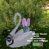 Silver Swan with Hyacinthine Blue and Orange