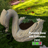 Porcelain Swan with Echinacea (Rare)