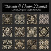 *Wallflowers* Charcoal & Cream Damask