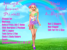 UNICORN GLITTER PRINCESS DRESS OUTFIT-Hat & Slippers-Belleza;Slink; Ebody;Legacy;Ocacin;TMP;Tonic;Fitmesh XL-XS