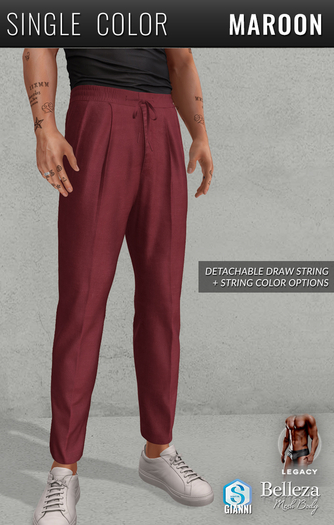 {COLD-ASH} HARTWOOD Linen Trousers (Maroon)