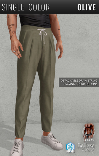 {COLD-ASH} HARTWOOD Linen Trousers (Olive)