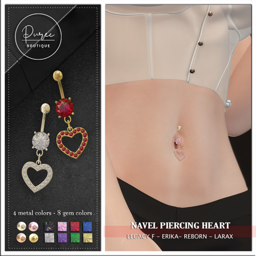 [PUREC] Navel Piercing Heart FATPACK