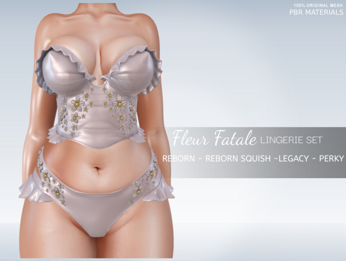 iS Fleur Fatale PBR Lingerie Set- NUDE