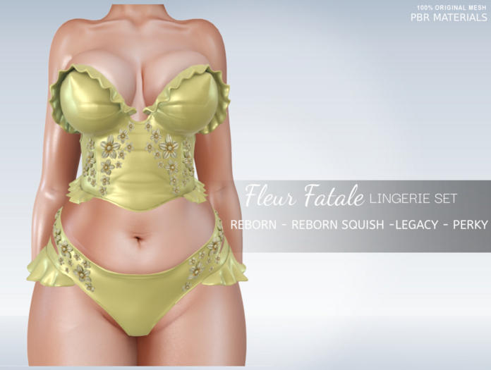iS Fleur Fatale PBR Lingerie Set- BUTTER YELLOW