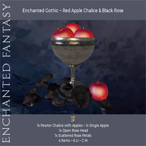 Enchanted Gothic ~ Red Apple Chalice & Black Rose