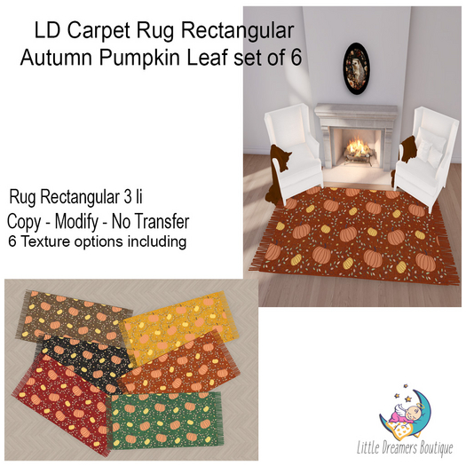 LD carpet rug rectangular Autumn Pumpkin Leaf 6