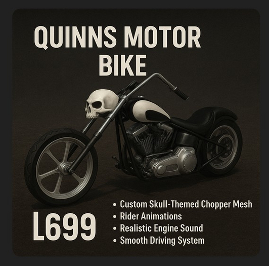 Quinns Motor bike  – High-Performance Ride with Realistic Animations