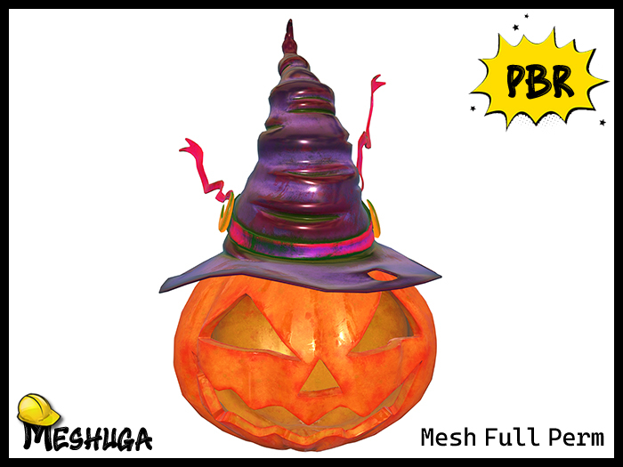 Meshuga E Rondo Second Life Marketplace - Meshuga PBR Witch Pumpkin FULL PERM MESH