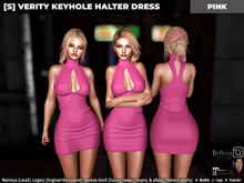 [S] Verity Keyhole Halter Dress Pink