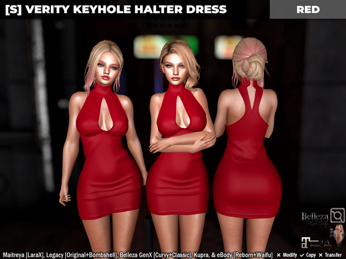 [S] Verity Keyhole Halter Dress Red