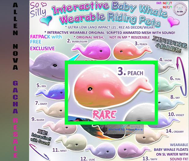 03 SoSilly Baby Whale Ride - PEACH RARE - SALE !