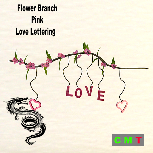 Flower Branch - Pink with Love Lettering