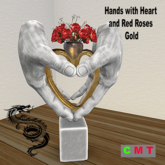 Hands with Heart and Red Roses - Gold
