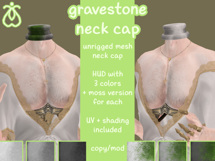 mothly. gravestone neck cap