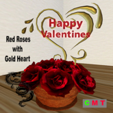 Red Roses with Gold Heart