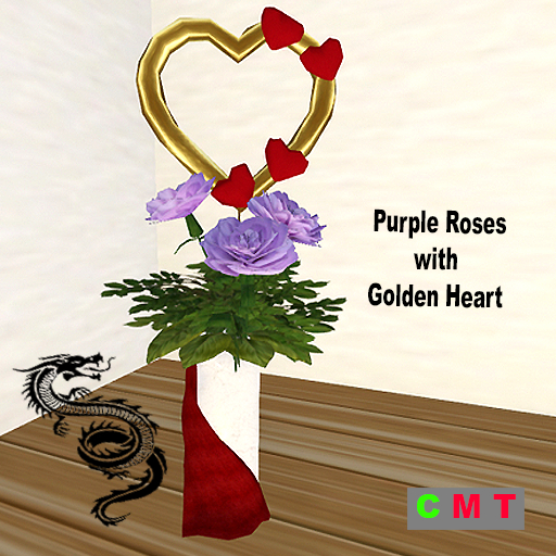 Purple Roses with Golden Heart