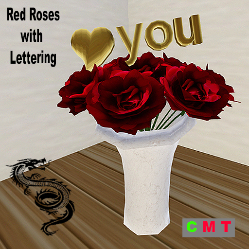  Red Roses with Lettering 