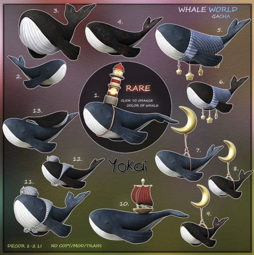 1.YOKAI - Whale World - LightHouse Whale RARE