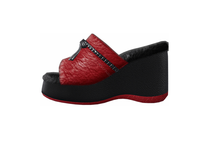 [FAME] Clogs - Fluffy / Black - Red