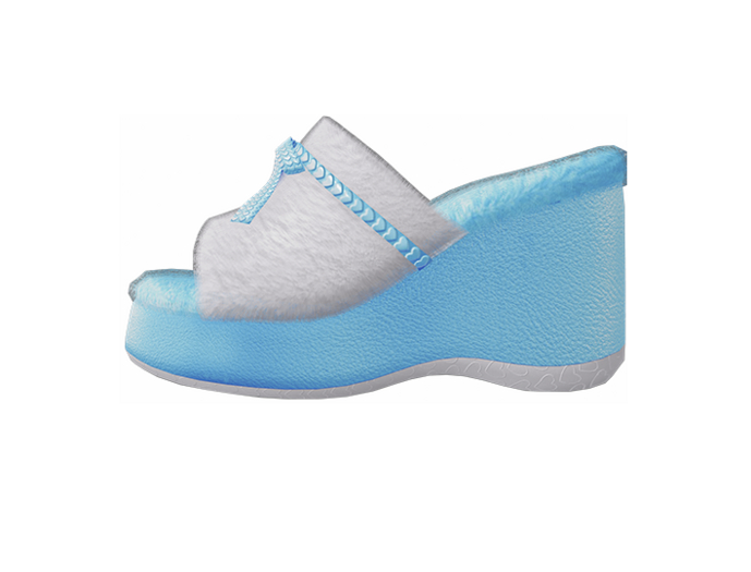 [FAME] Clogs - Fluffy / Blue - White