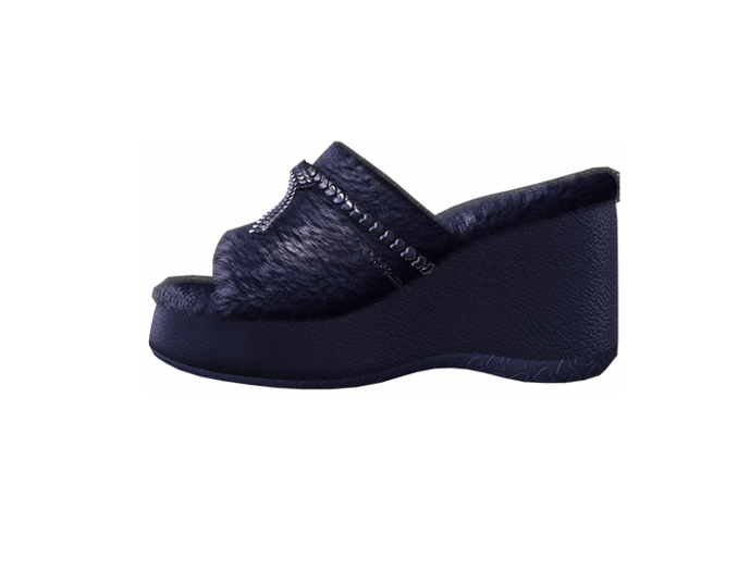 [FAME] Clogs - Fluffy / Dark Blue
