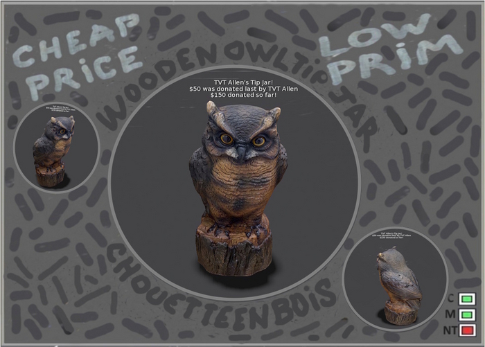 Wooden Owl TIPJAR
