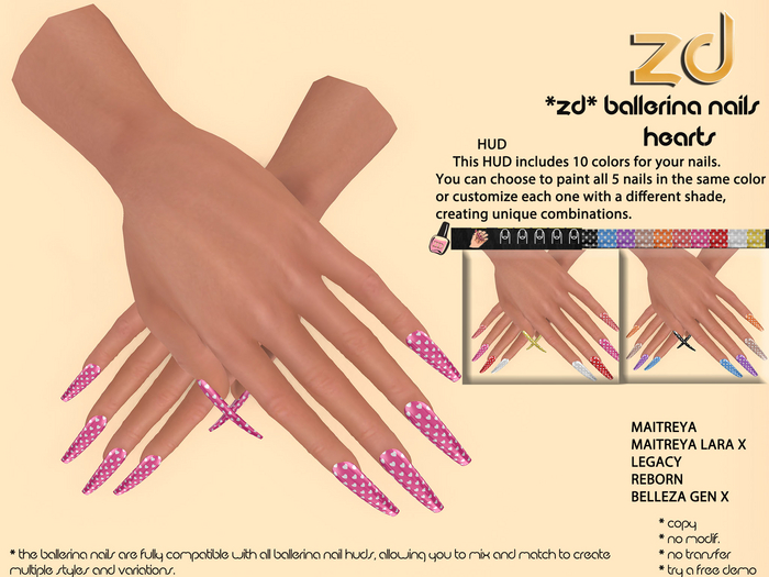*ZD* Ballerina Nails Hearts