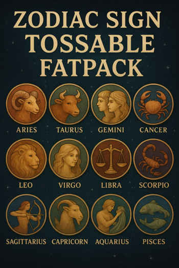 Zodiac Sign Tossables FATPACK – All 12 Signs (Party Props, Fun, Roleplay)