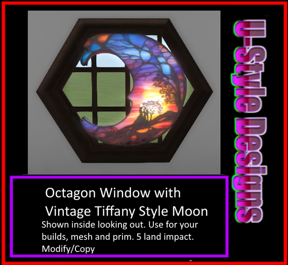 Octagon Moon Window Tiffany Moon