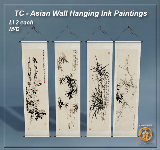 TC - Asian Wall Hanging Ink Paintings