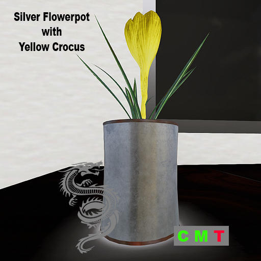 Silver Flowerpot with Yellow Crocus