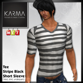 Karma - T-Shirt white Stripe Black Short Sleeve