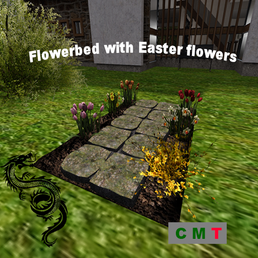Flowerbed with Easter flowers