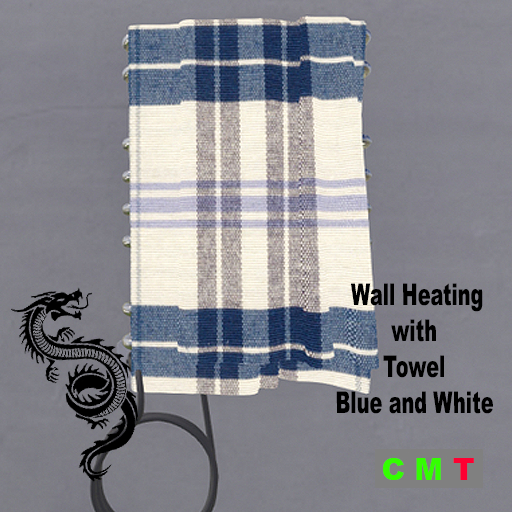 Wall Heating with Towel Blue and White