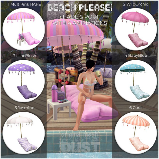 1 DUST: Beach Seat Set - MultiPink RARE