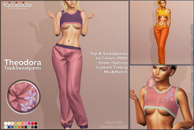 Pixinity - Theodora Fatpack – Top & Joggers - Sweat pants Outfit with Sheer + Floral Options - 20 PBR colors