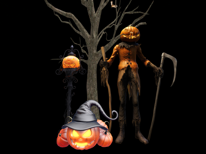 MC Spooky Bare Tree Pumpkin Man
