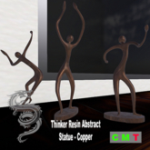 Thinker Resin Abstract Statue - Copper - New 