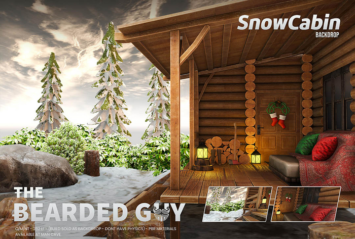 Snow Cabin Backdrop - The Bearded Guy