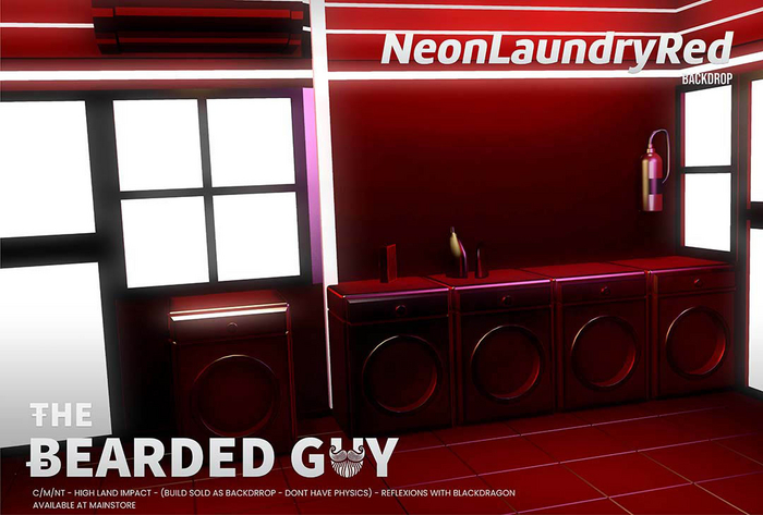 Neon Laundry Red Backdrop - The Bearded Guy