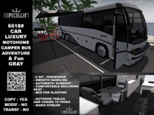 6518# CAR Luxury MOTOHOME CAMPER BUS Adventure & Fun GRAY