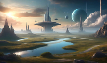 1129 - Fantasy - Alien Planet - SciFi - Backround - Landscape - Land Divider - Privacy Screen