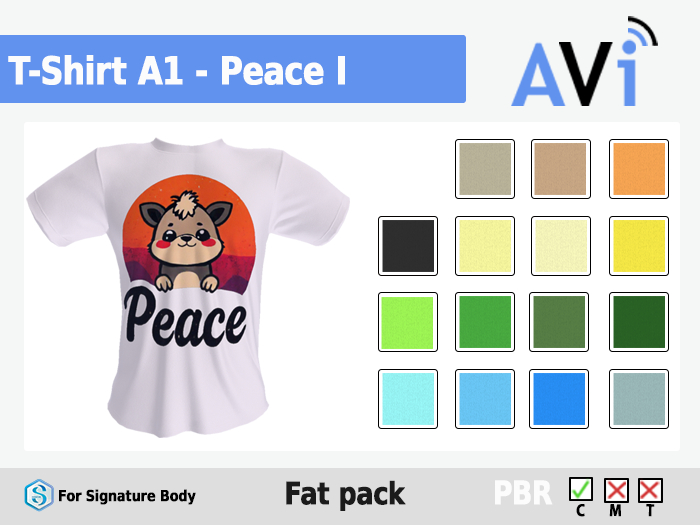 *AVI* T-Shirt A1 - Peace1 - (FatPack) - Gianni