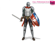 Full Perm Classic Rig Medieval Fantasy Full Plate Knight Armour Character with Sword and Shield - Animesh Character